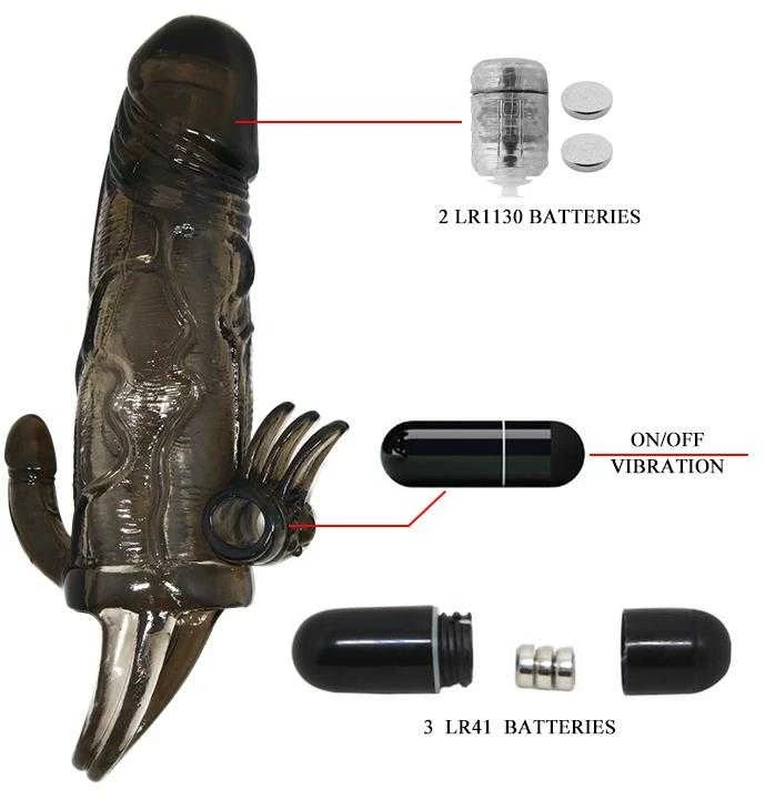 Pierscienie I Nakadki LYBAILE Brave men Vibro Penis Sleeve Juodas