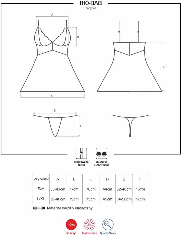 Obsessive - 810-BAB-2 Babydoll & Thong Baltas S/M