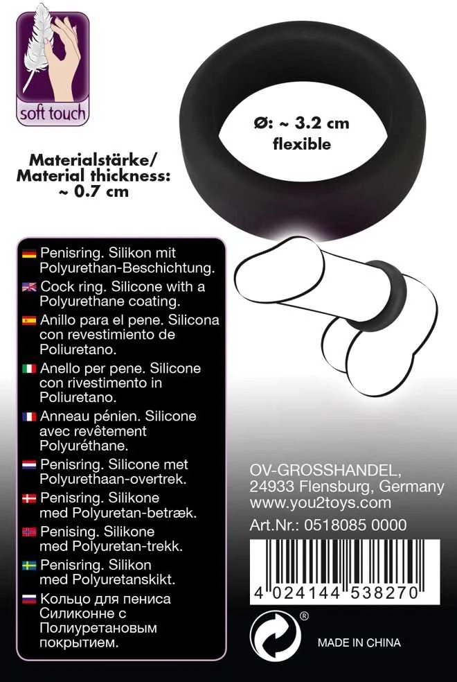 Black Velvets Juodas Velvets Cock Ring 3.2 cm