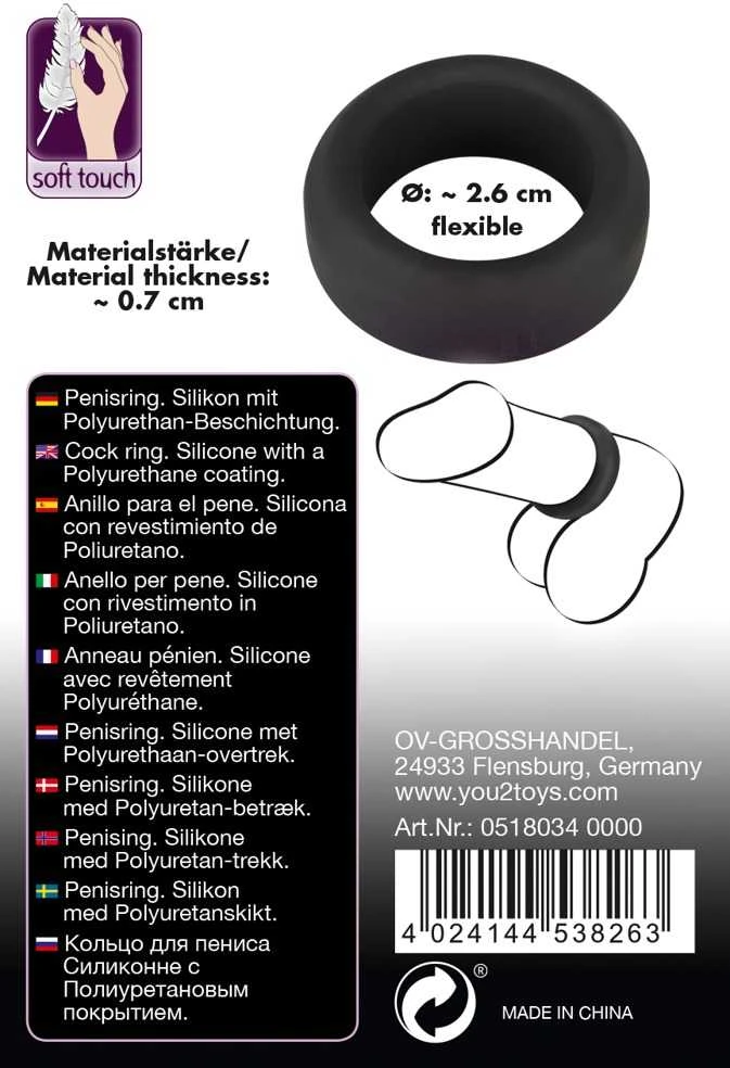 Black Velvets Juodas Velvets Cock Ring 2.6 cm