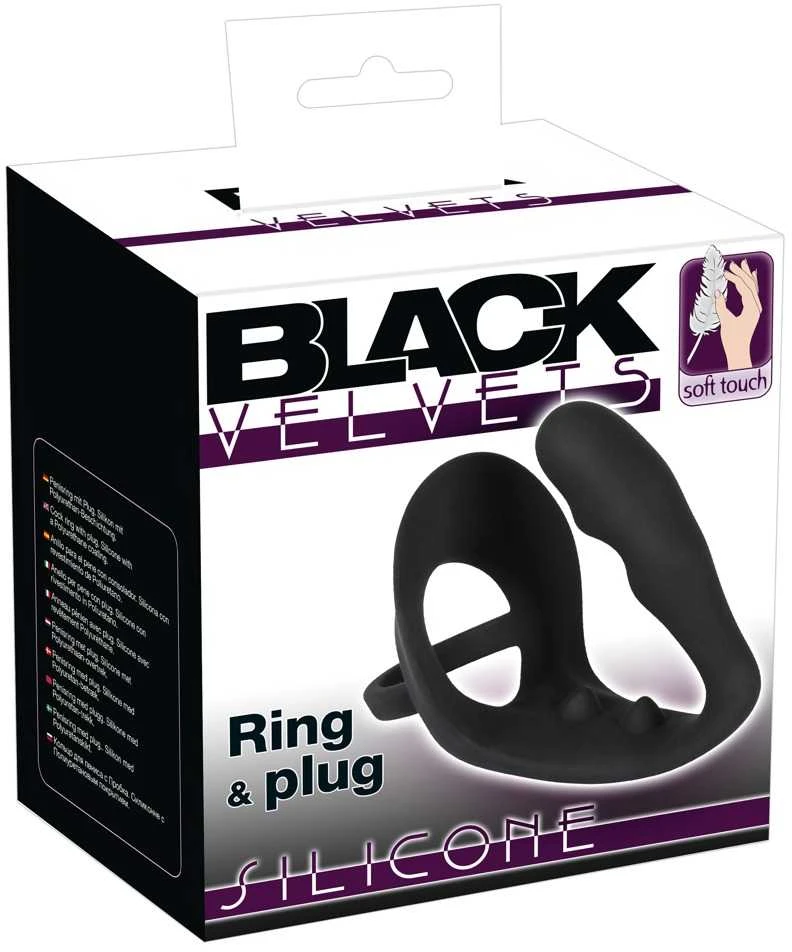 Black Velvets Juodas Velvets Ring & Plug