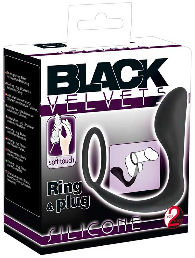 Black Velvets silikoninis žiedas su kaiščiu pakuotėje