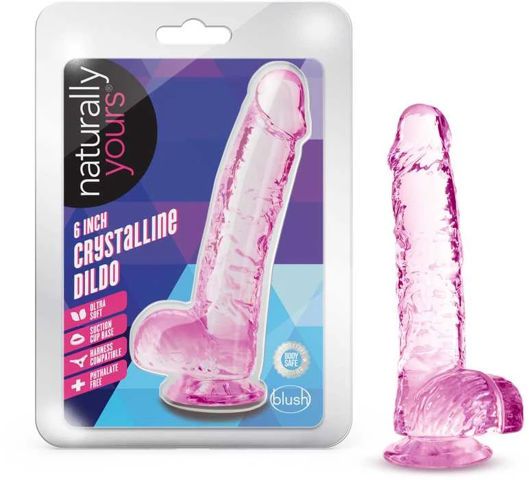 Dreamtoys Blush NATŪRALIAI JŪSŲ 6 colių KRISTALINĖ DILDO ROŽĖ