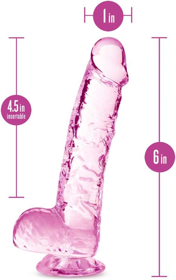 Dreamtoys Blush NATŪRALIAI JŪSŲ 6 colių KRISTALINĖ DILDO ROŽĖ
