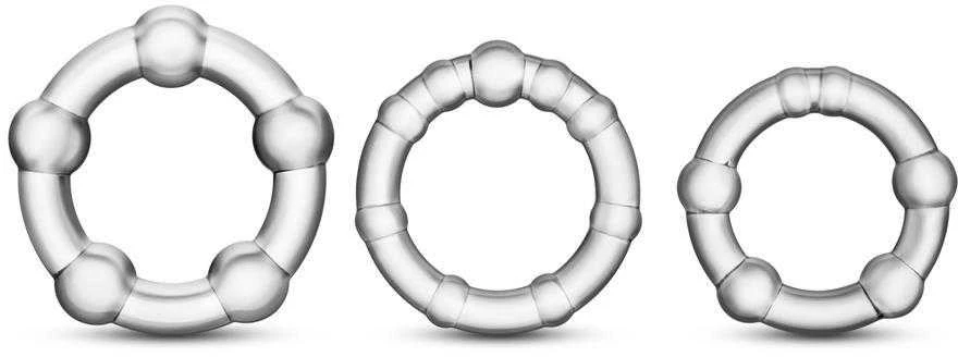 Blush Skaistalai Rinkinys-STAY HARD BEADED COCKRINGS CLEAR