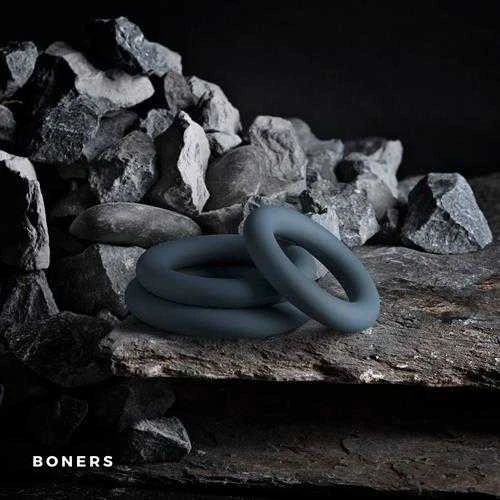 Boners 3 dalių gaidžio žiedų rinkinys - Pilkas