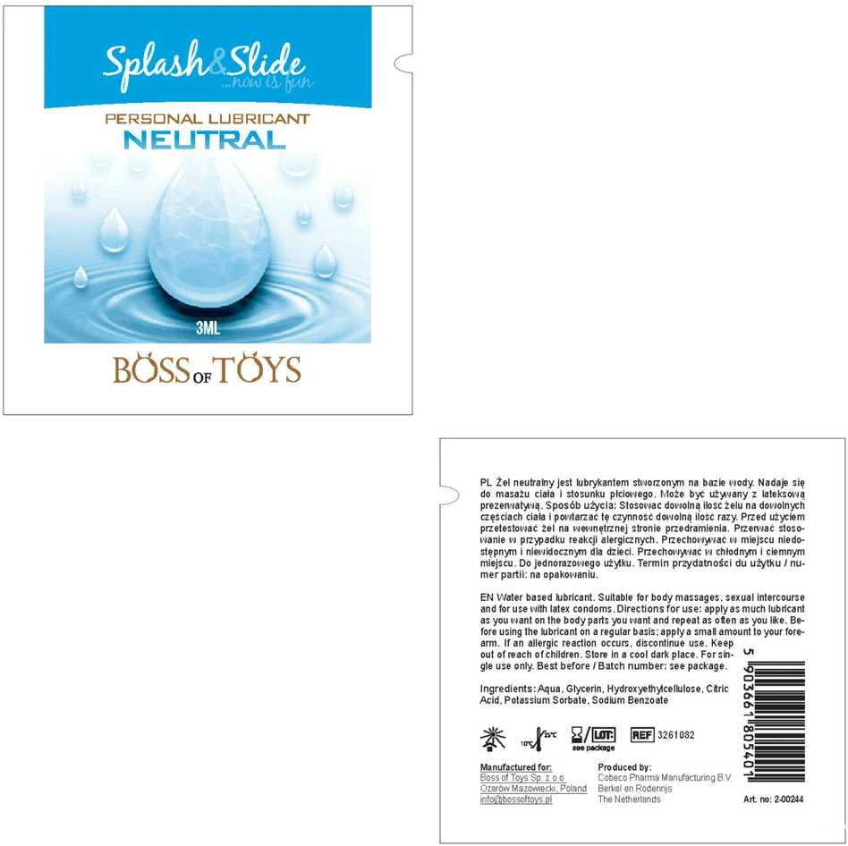 Boss Series Health Sachet drėkinamasis gelis slydimo lubrikantas 3 ml