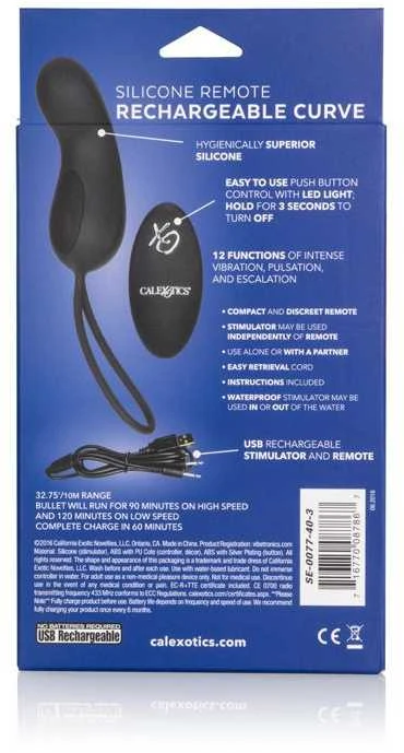Calexotics Jajko/wibr-REMOTE RECHARGEABLE CURVE Juodas