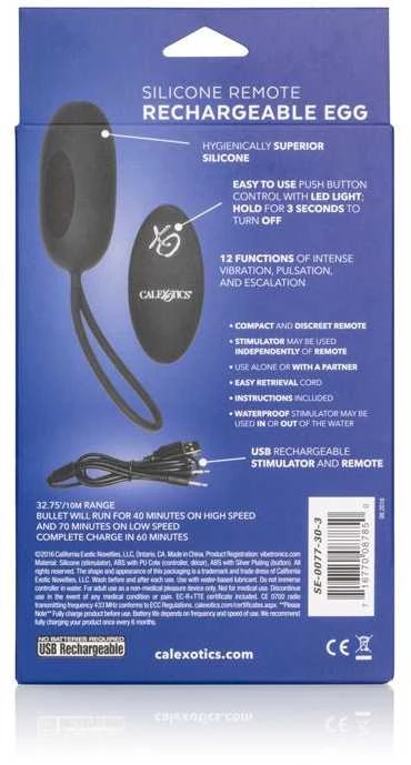 Calexotics Jajko/wibr-REMOTE RECHARGEABLE EGG Juodas