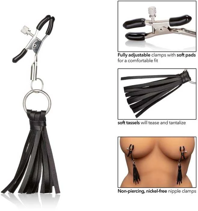Calexotics dekoratyviniai reguliuojami spenelių gnybtai BDSM rišimas