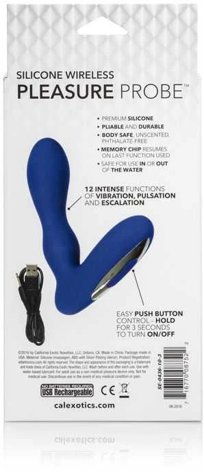Calexotics Plug/vibr-WIRELESS PEASURE PROBE Mėlynas