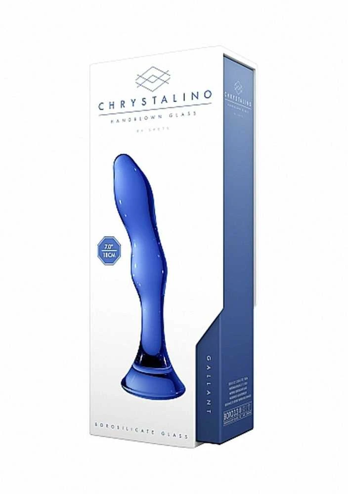 Chrystalino By Shots Chrystalino Glass vandeniui atsparus dildo išangei ir makštiui, 15 cm