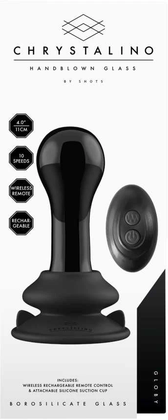 Chrystalino By Shots Globy – su siurbtuku ir nuotolinio valdymo pulteliu – 10 greičių – juoda