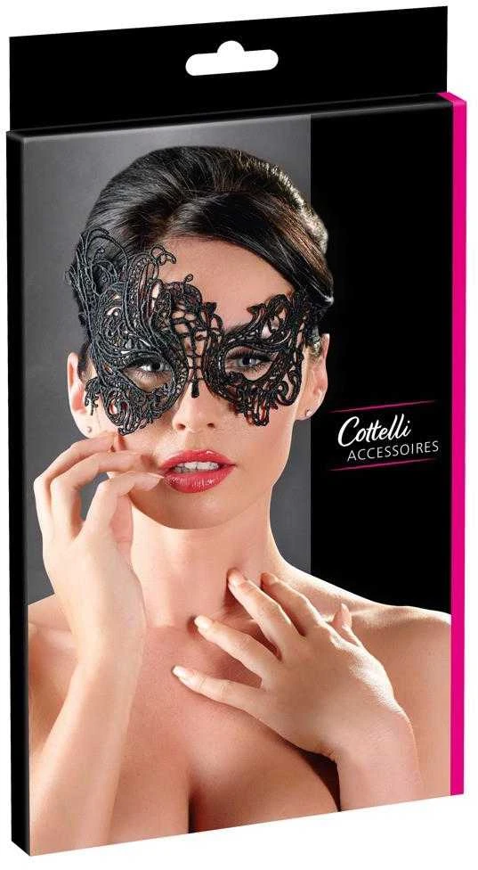 Cottelli Accessoires ažūrinė juoda kaukė