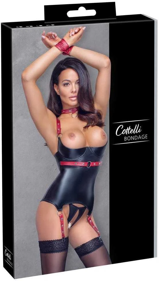 Cottelli Bondage Basque juodas/red XL