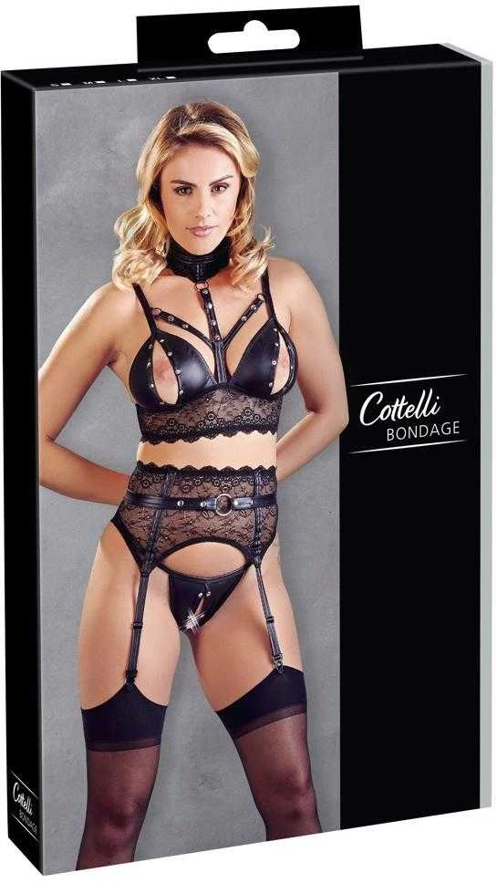 Cottelli Bondage Bra Suspender Set L