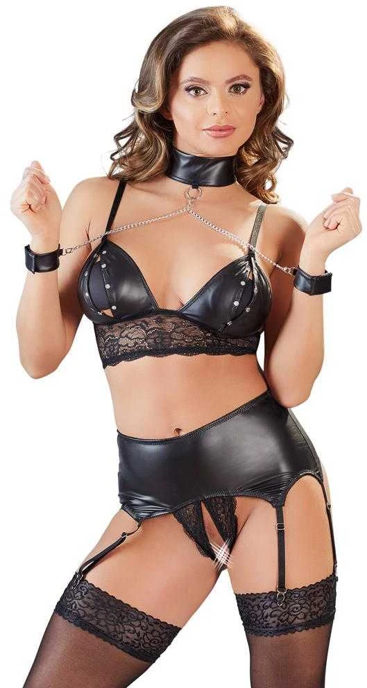 Cottelli Bondage Bra Suspender Set S