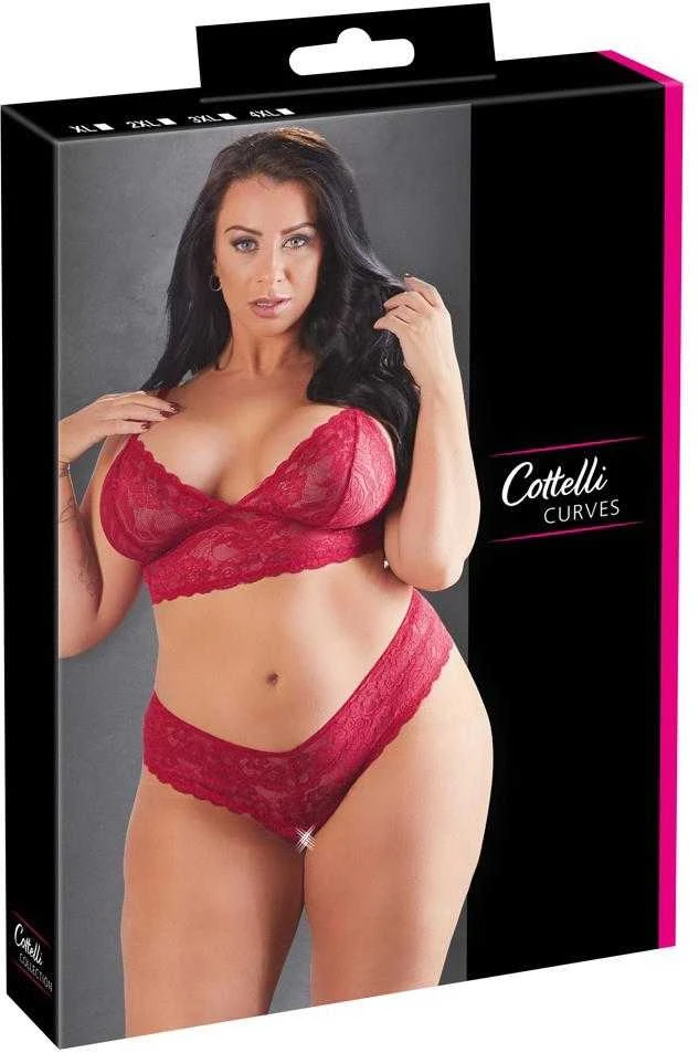 Cottelli Curves Bra and Raudona Briefs 3XL