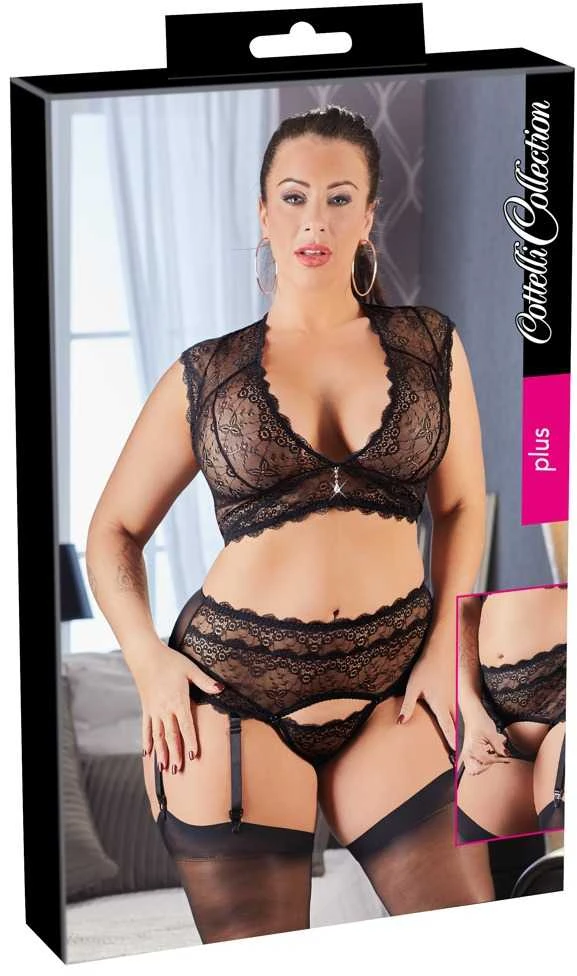 Cottelli Curves Lace Set juodas 3XL