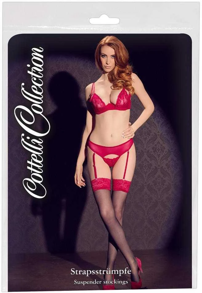 Cottelli Legwear Stockings juodas/red 5