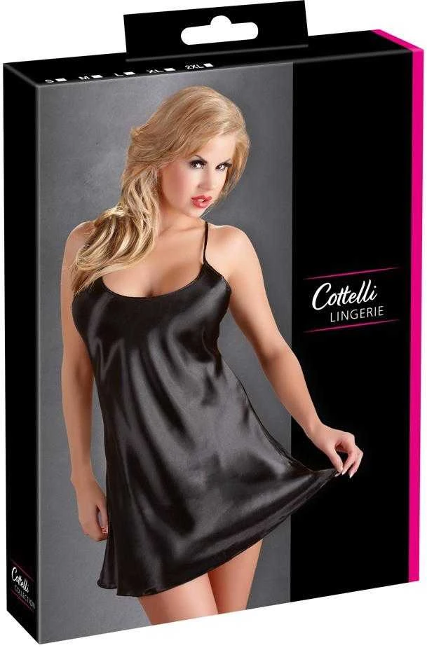 Cottelli Satin Chemise Juodas XXL