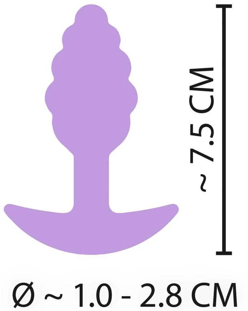 Violetinis Cuties Plugs kaištis su matmenimis