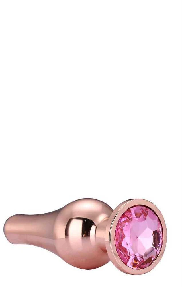 ROSE GOLD metalinis kištukas su rožiniu kristalu