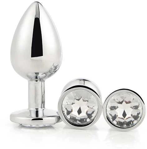 Dream Toys Gleaming Love Sidabrinis Plug Set korek analny 3 vnt..