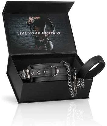 BDSM rinkinys dovanų dėžutėje su apykakle ir grandinėle