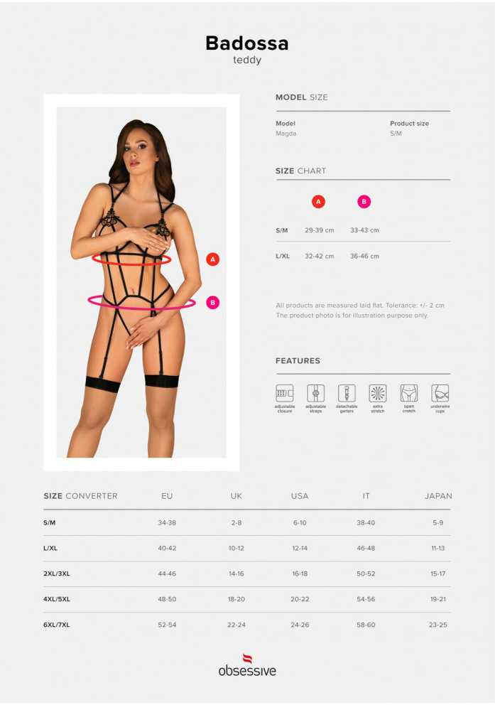 Juoda erotinė glaustinukė su petnešėlėmis Obsessive