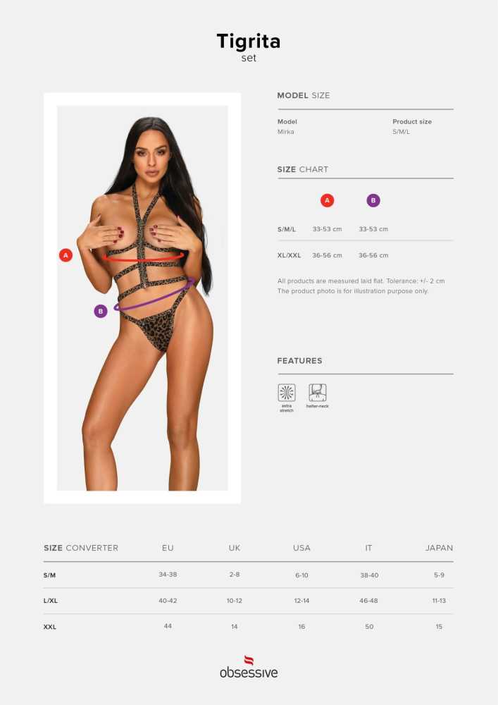 Obsessive - Tigrita 2 vnt Rinkinys Brown XL/XXL