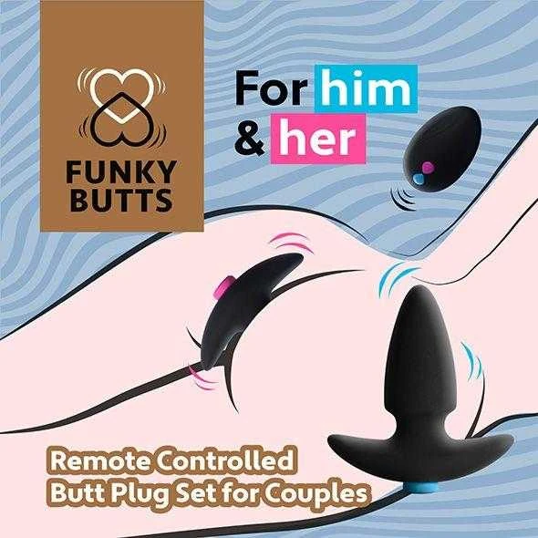 Feelz Toys FeelzToys – FunkyButts nuotoliniu būdu valdomas užpakalio kištukų rinkinys poroms