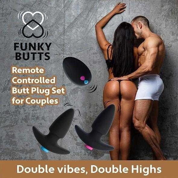 Feelz Toys FeelzToys – FunkyButts nuotoliniu būdu valdomas užpakalio kištukų rinkinys poroms