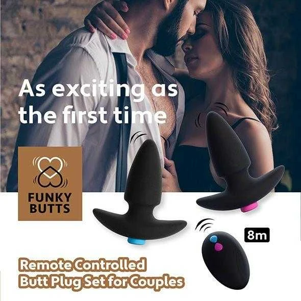 Feelz Toys FeelzToys – FunkyButts nuotoliniu būdu valdomas užpakalio kištukų rinkinys poroms