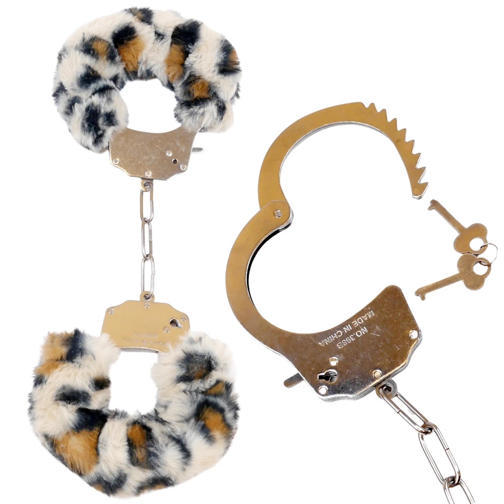 Leopardiniai kailiniai antrankiai su raktais