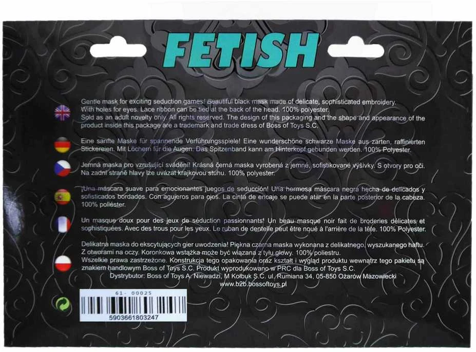 Fetish B Series kaukės pakuotės galinė pusė