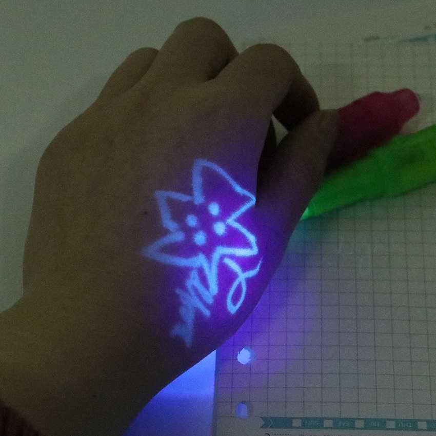 Bez Marki UV LED rašiklis su nematomais užrašais, juodos spalvos