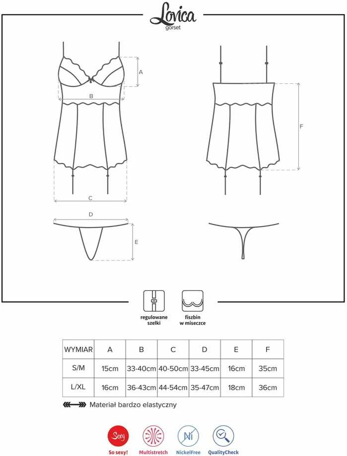 Obsessive - Lovica Corset & Thong Raudona S/M
