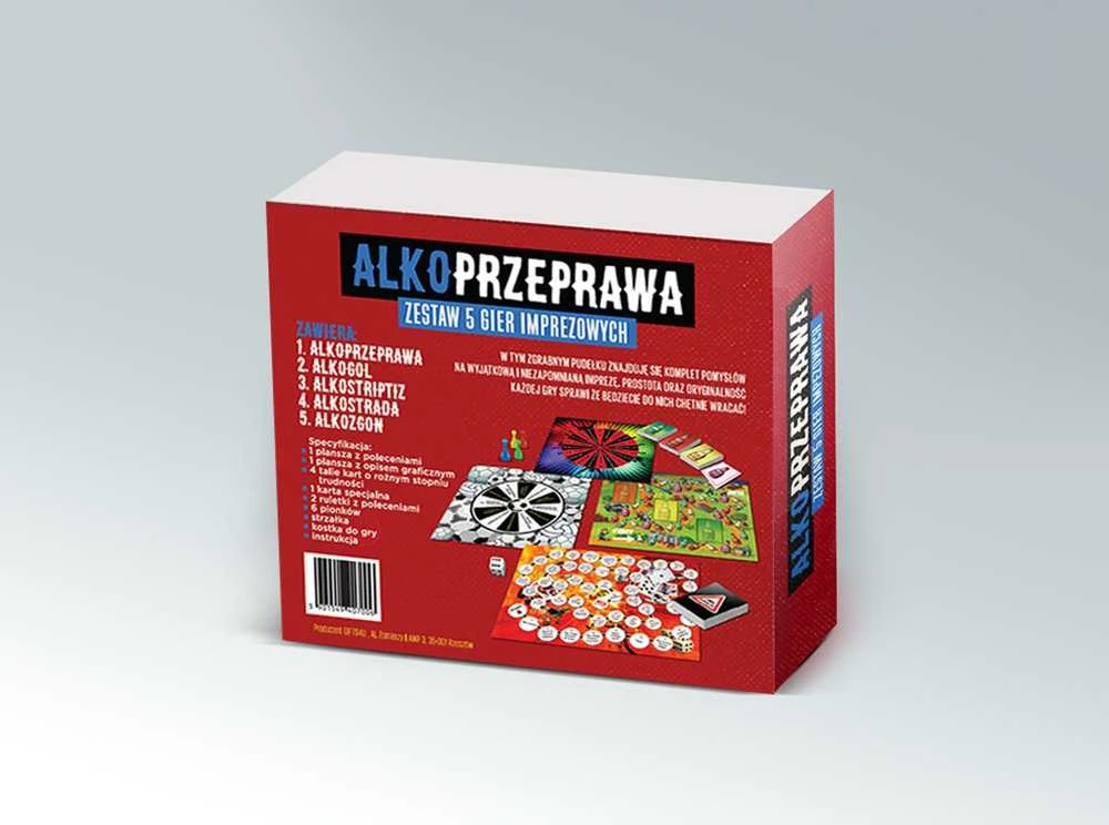 „Grammi Gry-alkoprzeprawa 5in1“ – penkių vakarėlių žaidimų kompleksas