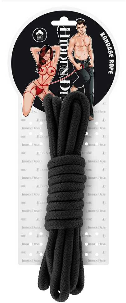 Juoda medvilninė bondage virvė 3m