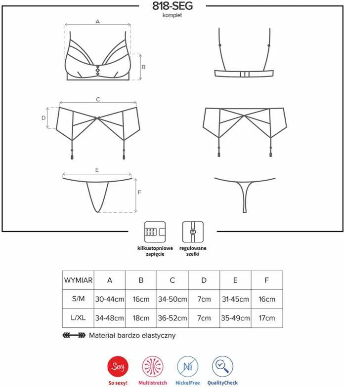 Obsessive - 818-SEG-1 3 pcs Set S/M 3 dalių apatinių komplektas