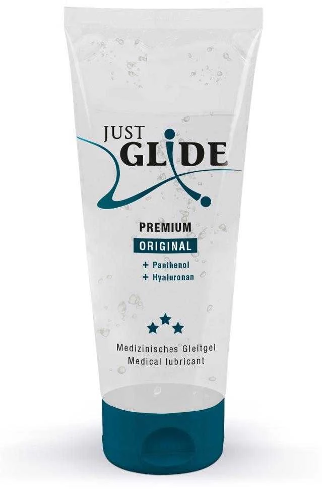 Just Glide Premium Original Vandens pagrindo lubrikantas su hialuronu ir pantenoliu, 200 ml