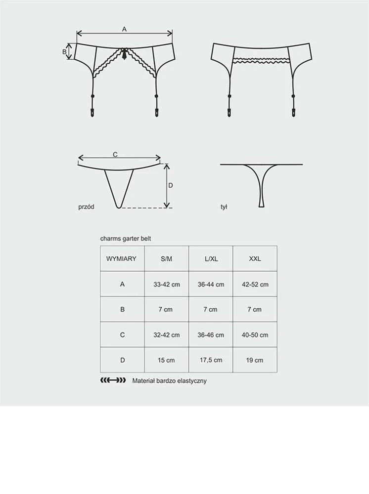 Obsessive - Charms Garter Belt & Thong Juodas L/XL