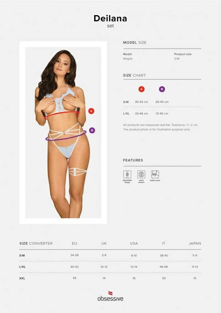 Obsessive - Deilana 2 pcs Set Mėlyna L/XL