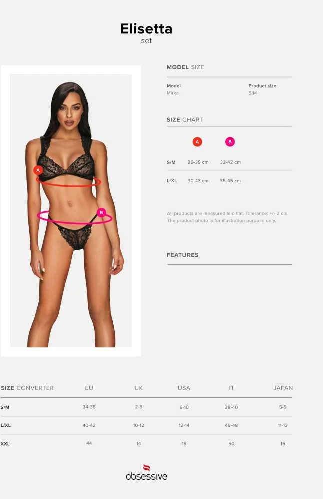 Komplet liemenėlė stringi obsessive elisetta l/xl
