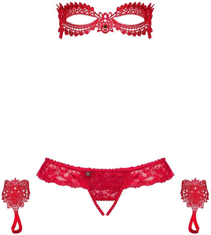 Obsessive - Hetea 3 pcs Set Raudona L/XL