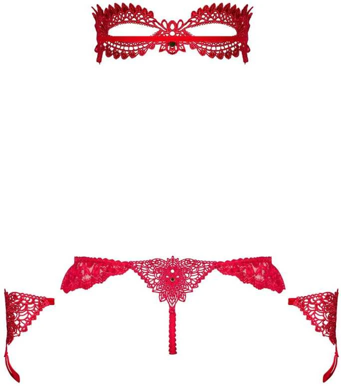 Obsessive - Hetea 3 pcs Set Raudona L/XL
