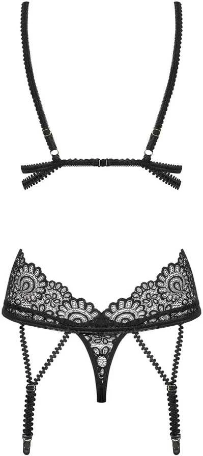 Obsessive - Mixty Corset & Thong Juodas L/XL korseto ir stringų rinkinys