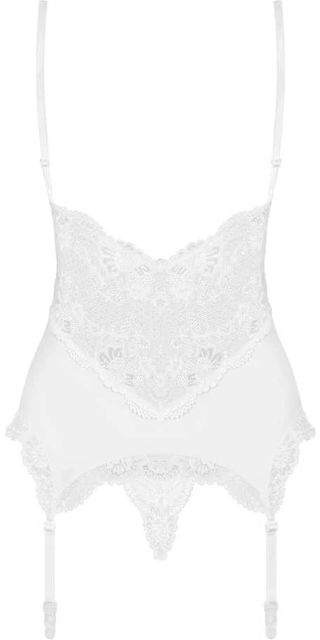 Obsessive - 810-COR-2 korsetas ir stringai baltas S/M