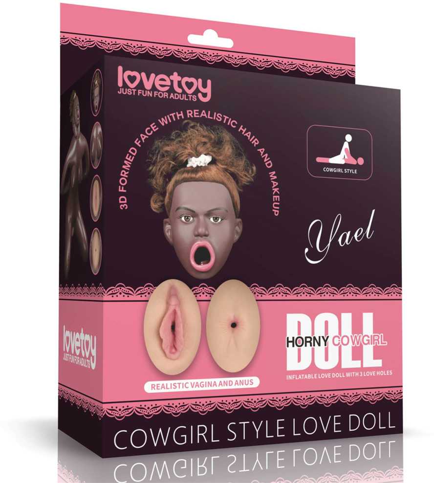 Lovetoy Pripučiama juoda mergaitė, 3 skylės, stora makštis ir išangė